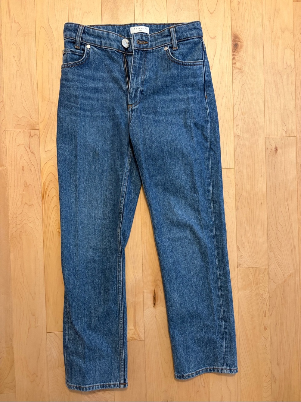 Sandro Straight-Leg Jeans in Medium Blue Wash